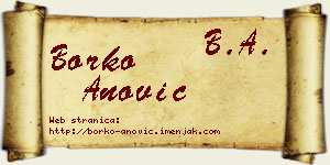 Borko Anović vizit kartica